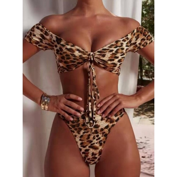 Leopard Tie Bikini NWT/Boutique - Picture 5 of 11